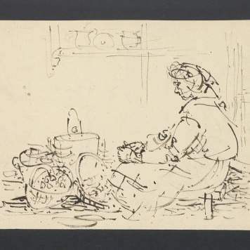 Kobieta obierająca ziemniaki (?); Portret kobiety z dziećmi