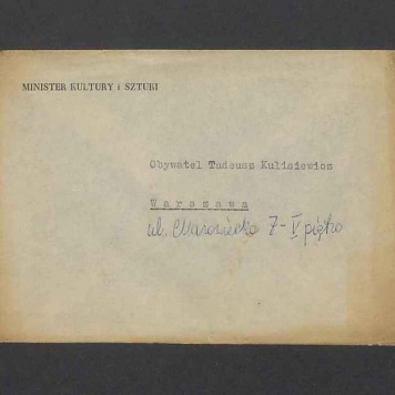 Koperta, nad. Minister Kultury i Sztuki