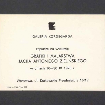 Zaproszenie na wystawę grafiki i malarstwa Jacka Antoniego Zielińskiego