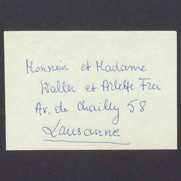 Koperta, adr. Walter et Arlette Fzei