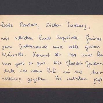 Liebe Barbara, Lieber Tadeusz