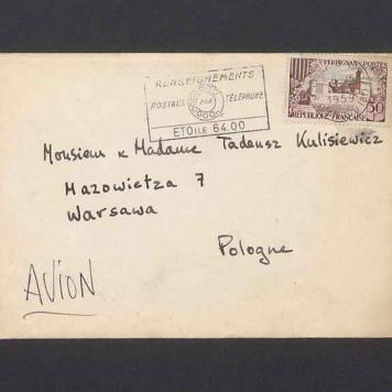 Koperta, Monsieur, Madame Tadeusz Kulisiewicz
