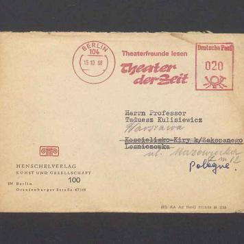 Koperta, adr. Herrn Professor Tadeusz Kulisiewicz