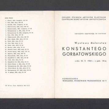 Zaproszenie na wernisaż wystawy malarstwa Konstantego Gorbatowskiego