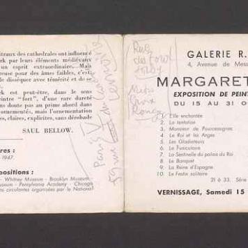 Galerie R. Creuze (...) Margaret Stark. Exposition de peintures & dessins