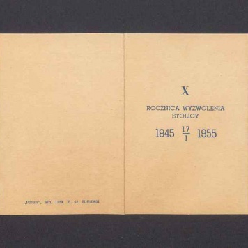 Zaproszenie na Uroczystą Sesję Rady Narodowej z okazji X Rocznicy Wyzwolenia Stolicy