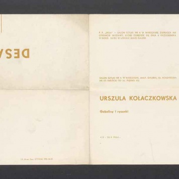 Zaproszenie na wystawę "Urszula Kołaczkowska. Gobeliny i rysunki"