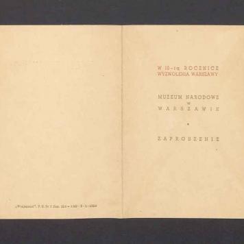 Zaproszenie na otwarcie powiększonej Narodowej Galerii Sztuki Polskiej