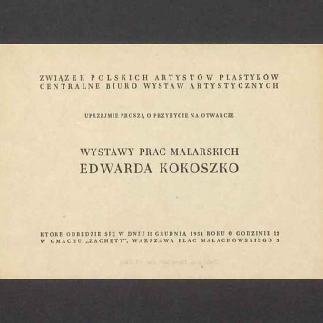 Zaproszenie na wystawę prac malarskich Edwarda Kokoszko