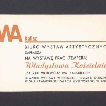 Zaproszenie na wystawę prac Władysława Kościelniaka