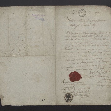 Protokół wyzwolenia majstra Cechu Bednarskiego w Szadku