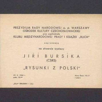 Zaproszenie na otwarcie wystawy Jiri Bursika "Rysunki z Polski"