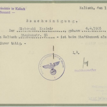 Przepustka na nazwisko Kazimierza Głębowskiego 