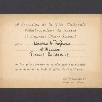 A l'occasion de la Fete Nationale l'Ambassadeur de Suisse et Madame Pierre Dupont