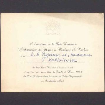 A l'occasion de la Fete Nationale l'Ambassadeur du Maroc et Madame A. Harkett [...]