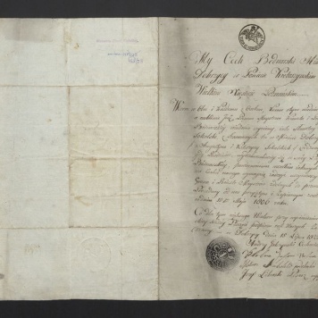 Protokół przyjęcia w grono majstrów Cechu Bednarskiego w Dobrzycy