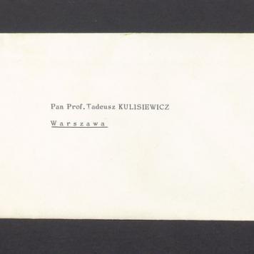 Koperta, adr. Pan Prof. Tadeusz Kulisiewicz