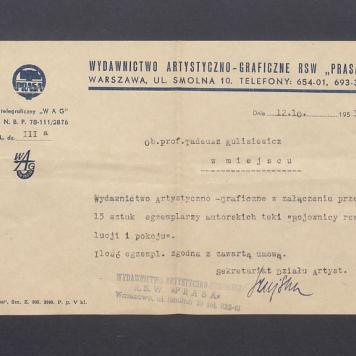 Wydawnictwo Artystyczno-Graficzne w załączeniu przesyła [...]