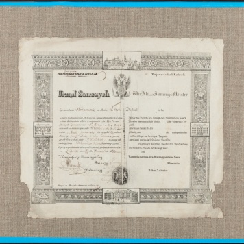 Dyplom czeladniczy Zgromadzenia Bednarskiego 