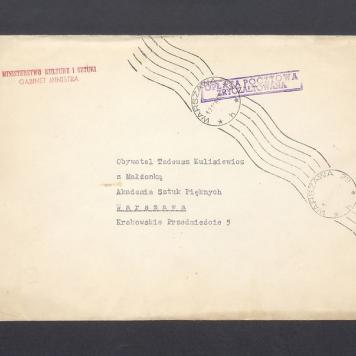 Koperta, nad. Ministerstwo Kultury i Sztuki