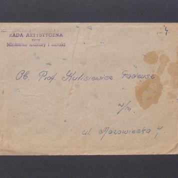 Koperta, nad. Rada  Artystyczna przy Ministrze Kultury i Sztuki