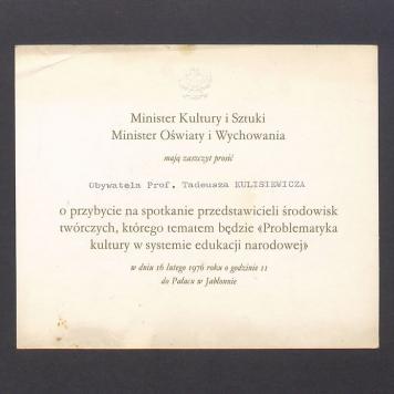 Zaproszenie na spotkanie przedstawicieli środowisk twórczych