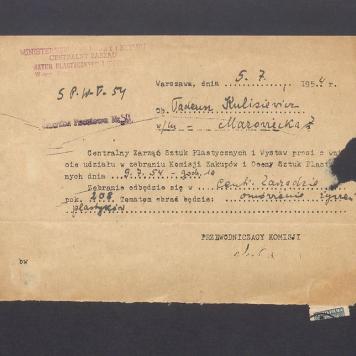 Centralny Zarząd Sztuk Plastycznych i Wystaw: informacja o zebraniu Komisji Zakupów i Oceny Sztuk Plastycznych