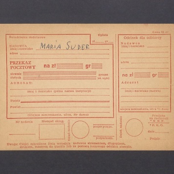 Przekaz pocztowy, Maria Suder