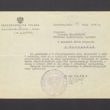 Ministerstwo Kultury i Sztuki: zaszeregowanie - uposażenie