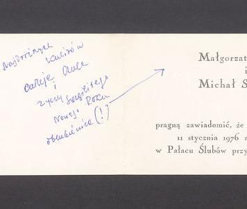 Zawiadomienie o ślubie Małgorzaty Załuskiej i Michała Sprusińskiego