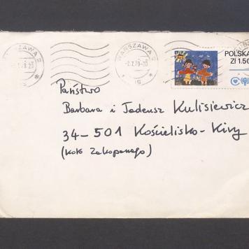 Koperta, adr. Państwo Barbara i Tadeusz Kulisiewicz