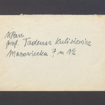 Koperta, adr. WPan  prof. Tadeusz Kulisiewicz