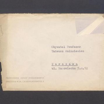 Koperta, adr. Obywatel Profesor Tadeusz Kulisiewicz