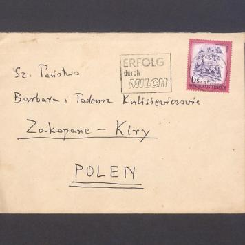 Koperta, adr. Sz. Państwo Barbara i Tadeusz Kulisiewiczowie