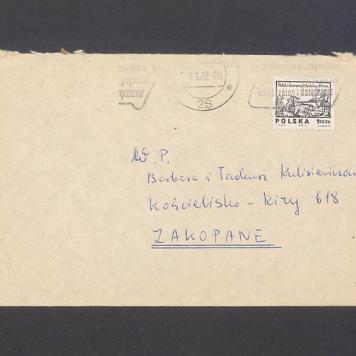 Koperta, adr. W. P. Barbara i Tadeusz Kulisiewiczowie