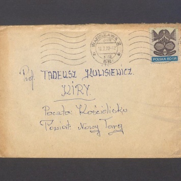 Koperta, adr. Prof. Tadeusz Kulisiewicz