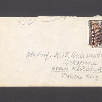 Koperta, adr. W.P. Prof. B. i T. Kulisiewicz