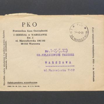 Koperta, nad. Powszechna Kasa Oszczędności
