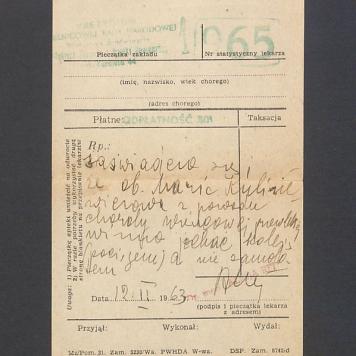 Zaświadczenie wydane przez lekarza Wydziału Zdrowia i Opieki Społecznej, dla B. Kulisiewicz; dotyczy zaleceń do podróży