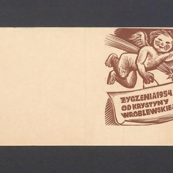 Życzenia 1954 od Krystyny Wróblewskiej