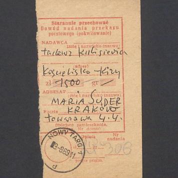 Odcinek dla odbiorcy dot. wpłat na rachunek bankowy, część III