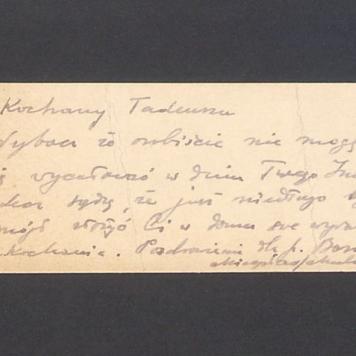 Bilecik z życzeniami imieninowymi dla T. Kulisiewicza