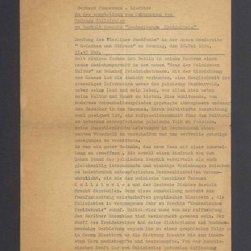 Abschrift. Zu der Ausstellung von Zeichnungen von Tadeusz Kulisiewicz zu Bertold Brechts "Kaukasischen Kreidekreis"