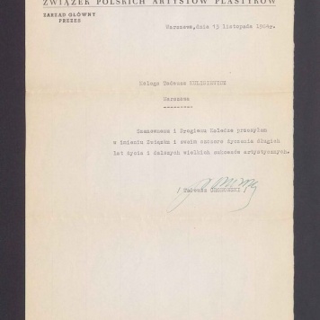 Szanownemu i Drogiemu Koledze przesyłam w imieniu Związku i swoim szczere życzenia [...]