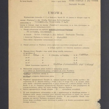 Umowa na wykonanie ilustracji do książki "Matka Courage i jej dzieci" B. Brechta