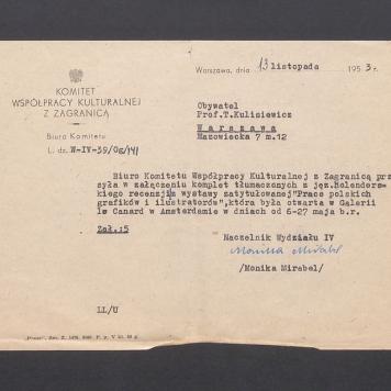 Biuro Komitetu Współpracy Kulturalnej z Zagranicą przesyła w załączeniu [...]