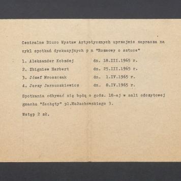 Centralne biuro Wystaw Artystycznych: zaproszenie na cykl spotkań dyskusyjnych "Rozmowy o sztuce"