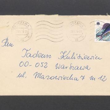 Koperta, adr. Tadeusz Kulisiewicz