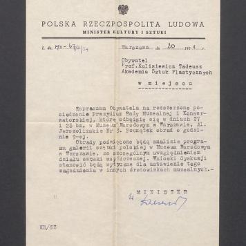 Zaproszenie na posiedzenie Prezydium Rady Muzealnej i Konserwatorskiej