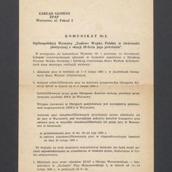 Komunikat Zarządu Głównego ZPAP